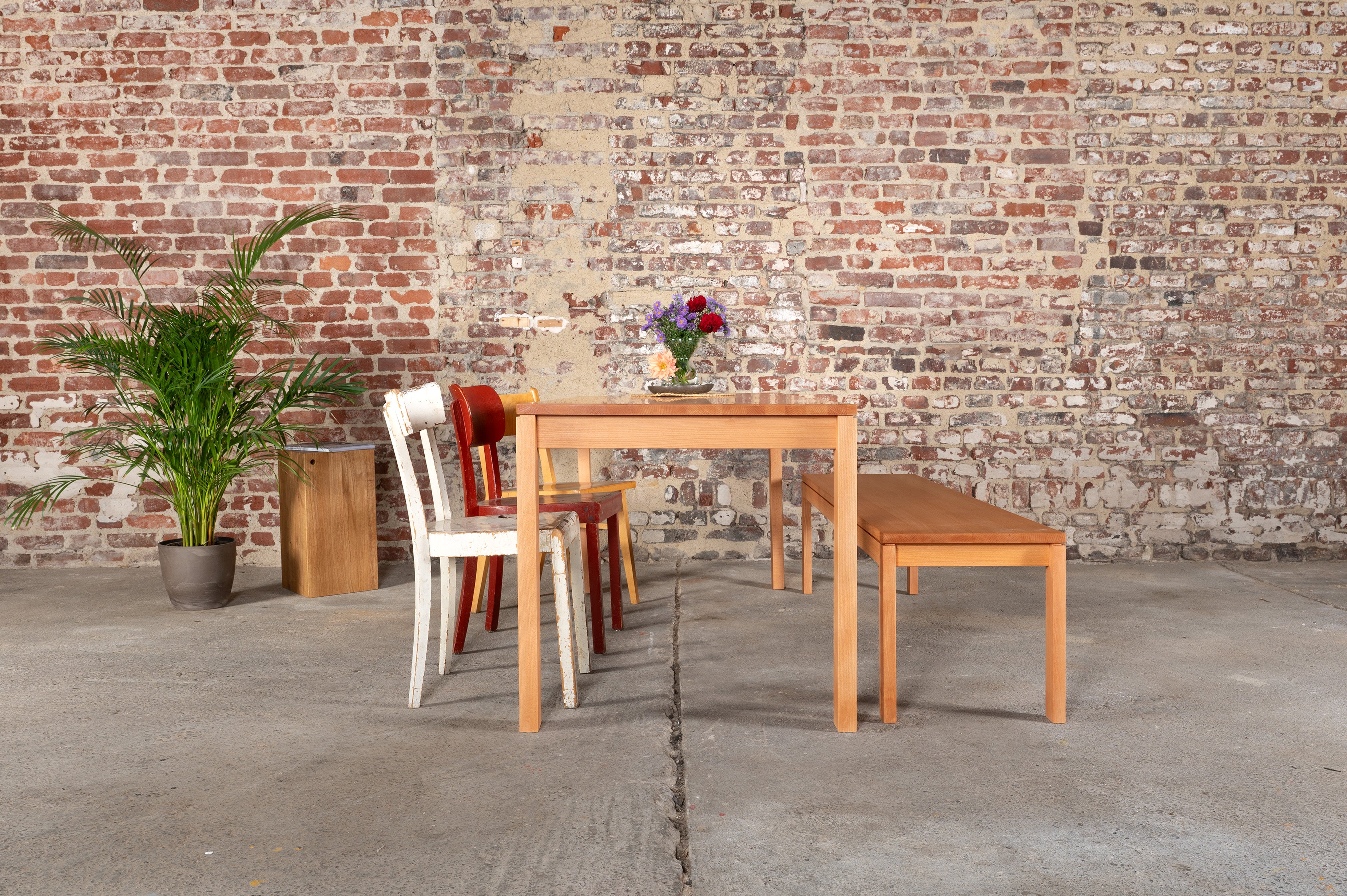 Vollholz Tisch und Bank-Kombination